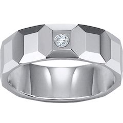 (Wholesale)Tungsten Carbide Faceted Ring With CZ - TG1452
