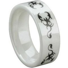 (Wholesale)White Ceramic Scorpion Ring - TG1473