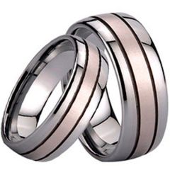 (Wholesale)Tungsten Carbide Double Groove Ring - TG1475