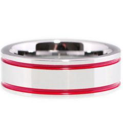 (Wholesale)Tungsten Carbide Double Groove Red Resin Ring - TG147