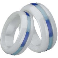 (Wholesale)White Ceramic Ring With Abalone Shell - TG1530
