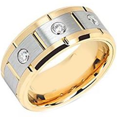 (Wholesale)Tungsten Carbide Tire Tread Ring With CZ - TG155AA