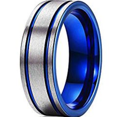 (Wholesale)Tungsten Carbide Double Groove Ring - TG1618AA