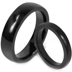 (Wholesale)Black Tungsten Carbide Dome Court Ring - TG1619