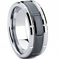 (Wholesale)Tungsten Carbide Brick Pattern Ring - TG1637AA