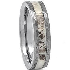 (Wholesale)Tungsten Carbide Deer Antler Hammered Ring - TG1751AA