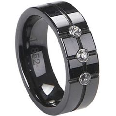 (Wholesale)Tungsten Carbide Three stone Ring-1755