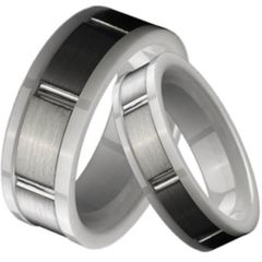 (Wholesale)Tungsten Carbide Ring With White Ceramic - TG1778A