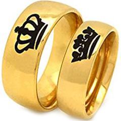 (Wholesale)Tungsten Carbide Dome King Queen Crown Ring - TG1797A