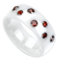 (Wholesale)White Ceramic Ring Wtih Cubic Zirconia - TG1810