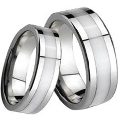 (Wholesale)Tungsten Carbide Ring With White Ceramic - TG182