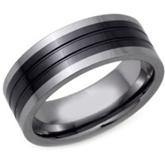 (Wholesale)Tungsten Carbide Double Groove Ring - TG1862