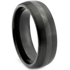 (Wholesale)Black Tungsten Carbide Dome Ring - TG1917
