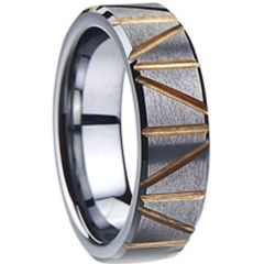 (Wholesale)Tungsten Carbide Diagonal & Vertical Groove Ring-1959