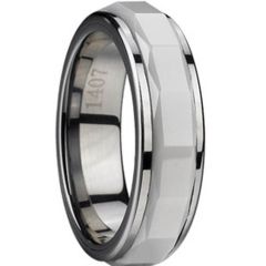 (Wholesale)Tungsten Carbide Ring With White Ceramic - TG204A