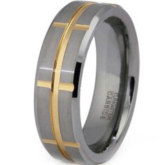 (Wholesale)Tungsten Carbide Center & Vertical Groove Ring-2056