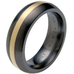(Wholesale)Tungsten Carbide Black Gold Dome Ring - TG2060