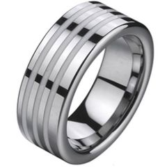 (Wholesale)Tungsten Carbide Ring With White Ceramic - TG2102A