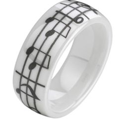 (Wholesale)White Ceramic Music Note Ring - TG2139A