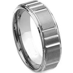 (Wholesale)Tungsten Carbide Horizontal Groove Ring - TG2159