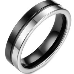 (Wholesale)Tungsten Carbide Center Groove Ring - TG2219A