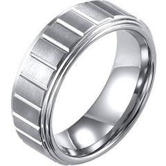 (Wholesale)Tungsten Carbide Horizontal Groove Ring - TG2227