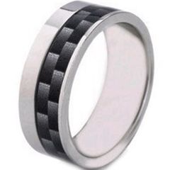 (Wholesale)Tungsten Carbide Offset Carbon Fiber Ring-2233