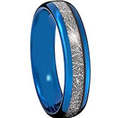 (Wholesale)Blue Tungsten Carbide Imitate Meteorite Ring - TG2272
