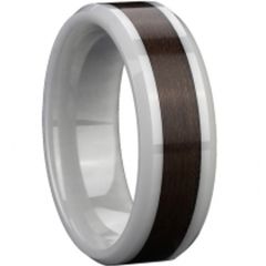 (Wholesale)White Ceramic Ring With Wood - TG2292A