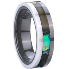 (Wholesale)Tungsten Carbide Abalone Shell Ceramic Ring-2376