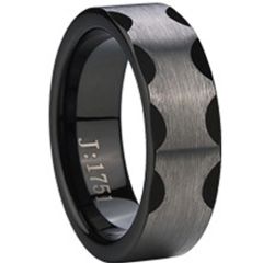 (Wholesale)Black Tungsten Carbide Pipe Cut Ring - TG2396