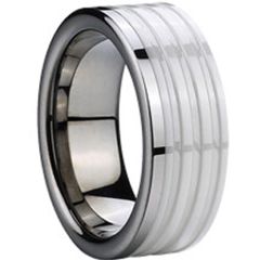 (Wholesale)Tungsten Carbide Ring With White Ceramic - TG2398