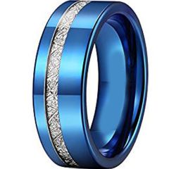 (Wholesale)Blue Tungsten Carbide Imitate Meteorite Ring-2426AA