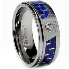 (Wholesale)Tungsten Carbide Ring With Carbon Fiber & CZ-2443