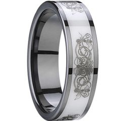 (Wholesale)Tungsten Carbide Ring With White Ceramic - TG2449