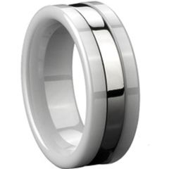 (Wholesale)Tungsten Carbide Ring With White Ceramic - TG2459