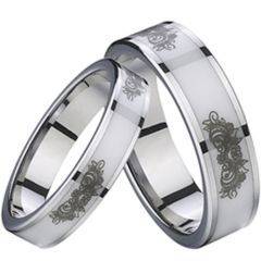 (Wholesale)Tungsten Carbide Ring With White Ceramic - TG2471
