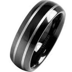 (Wholesale)Tungsten Carbide Dome Double Lines Ring - TG2472AA
