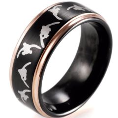 (Wholesale)Tungsten Carbide Black Gold Duck Hunting Ring-2493B
