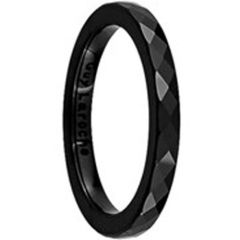 (Wholesale)Black Tungsten Carbide Faceted Ring - TG2522