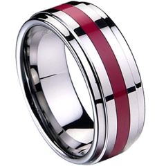 (Wholesale)Tungsten Carbide Ring With Red Creamic - TG2537