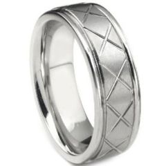 (Wholesale)Tungsten Carbide Cross Step Edges Ring - TG2548