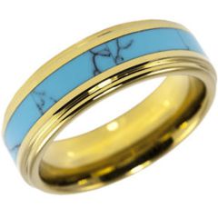 (Wholesale)Tungsten Carbide Imitate Turquoise Ring - TG2573AA