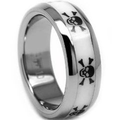 (Wholesale)Tungsten Carbide Ring With White Ceramic - TG2588