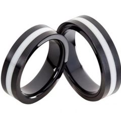 (Wholesale)Tungsten Carbide Ring With White Ceramic - TG2617