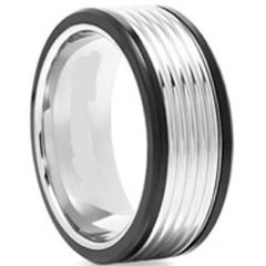 (Wholesale)Tungsten Carbide Five Grooves Ring - TG2619