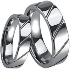 (Wholesale)Tungsten Carbide Diagonal Groove Ring - TG268