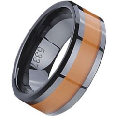 (Wholesale)Black Tungsten Carbide Ring With Ceramic - TG2713