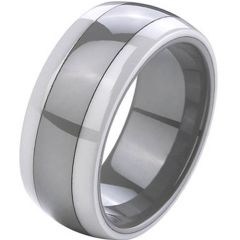 (Wholesale)Tungsten Carbide Ring With White Ceramic - TG2717