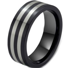 (Wholesale)Tungsten Carbide Triple Line Ring - TG2736A